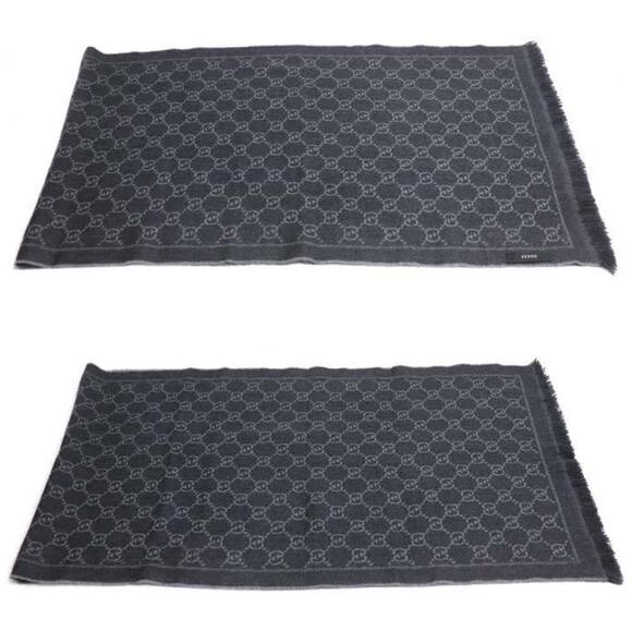GUCCI GG pattern wool scarf, gray, men's - Picture 3 of 5